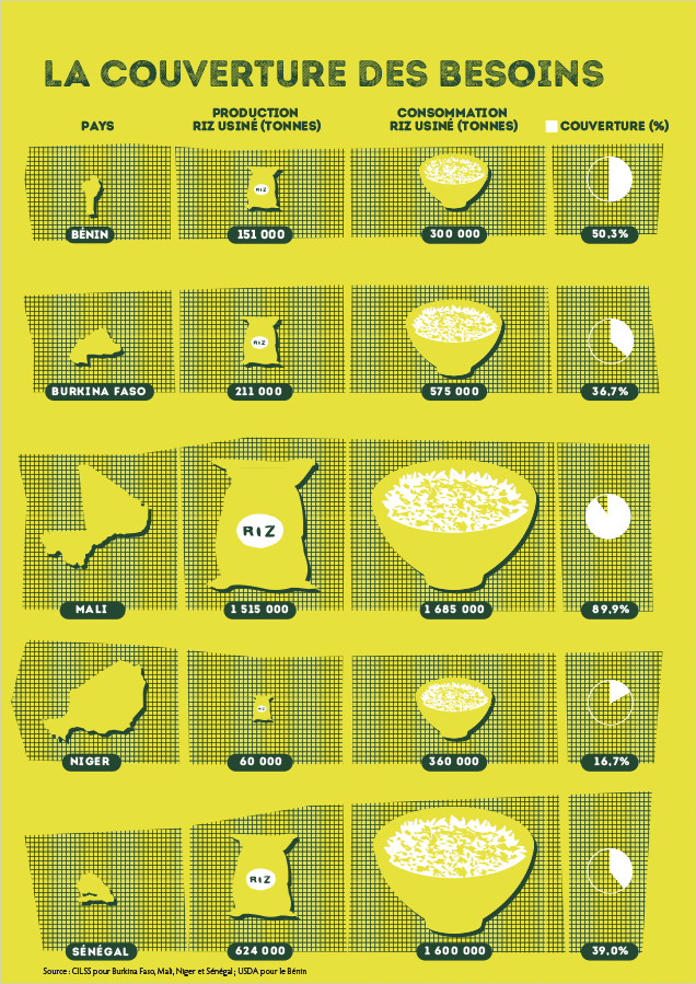 Infographie sur la couverture des besoins dans différents pays