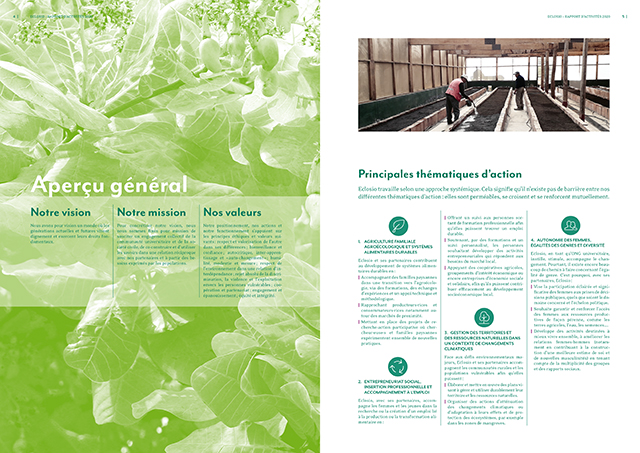 Double page «Aperçu général» et «Principales thématiques d'action»