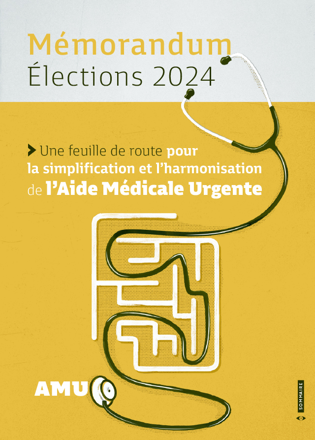 Couverture de la brochure pour la simplification et harmonisation de l’Aide Médicale Urgente (AMU)